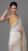 Silkmark Muga Tussar Silk White Saree