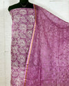 Pure Cotton Kota Doria Suit (Top+Bottom+Dupatta) Lavender Color with heavy embroidered Dupatta - IndieHaat