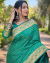 Indiehaat | Banarasi Katan Silk Zari Woven Green Saree