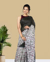 Half Dye Half Print Kota Silk Saree Black & White