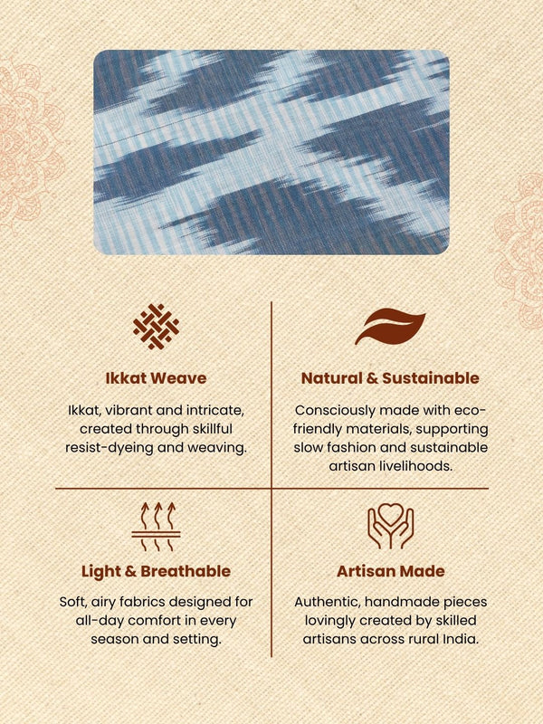 Pure Linen Luminous Black Dupatta & Grey Ikkat Kurti Set