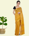 Handcrafted Kota Silk Mustard Plain Saree