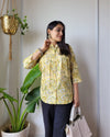 Indiehaat | Pure Cotton Peplum Top Yellow Blockprinted