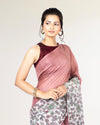 Half Dye Half Print Kota Silk Saree Charm Pink