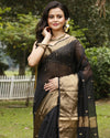 Bold Maheshwari Pure Silk Butta Body Black Saree
