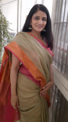 Handwoven Pure Linen Saree Beige Color with Blouse-Indiehaat