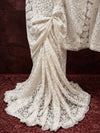Indiehaat | White Georgette Chikankari Saree | Lucknowi