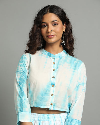 Indiehaat | Shibori Cotton White Stitched Lehanga