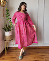 Indiehaat | Blockprinted Cotton Long Dress Pink