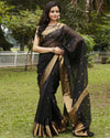 Bold Maheshwari Pure Silk Butta Body Black Saree