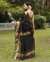 Bold Maheshwari Pure Silk Butta Body Black Saree