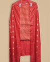 Katan Silk Intriguing Handcrafted Suit Red