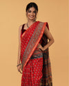 Ajrakh Printed Fire Brick Red Chanderi Silk Saree