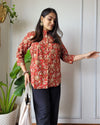 Indiehaat | Pure Cotton Peplum Top Red Blockprinted