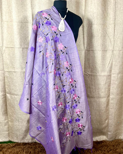 Indiehaat | Khadi Cotton Embroidered Lavender Suit | Unique Suit