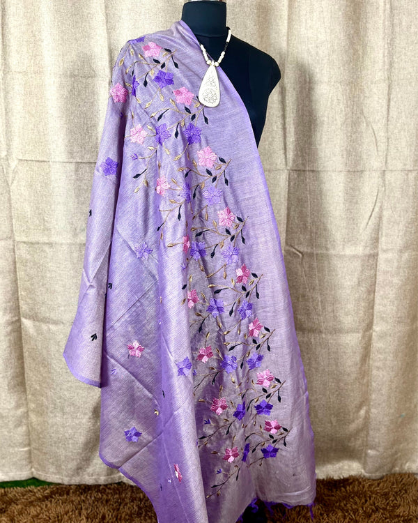 Indiehaat | Khadi Cotton Embroidered Lavender Suit | Unique Suit