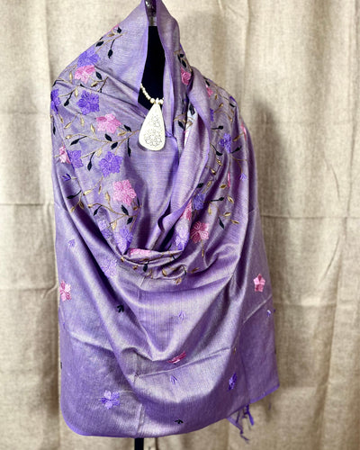 Indiehaat | Khadi Cotton Embroidered Lavender Suit | Unique Suit