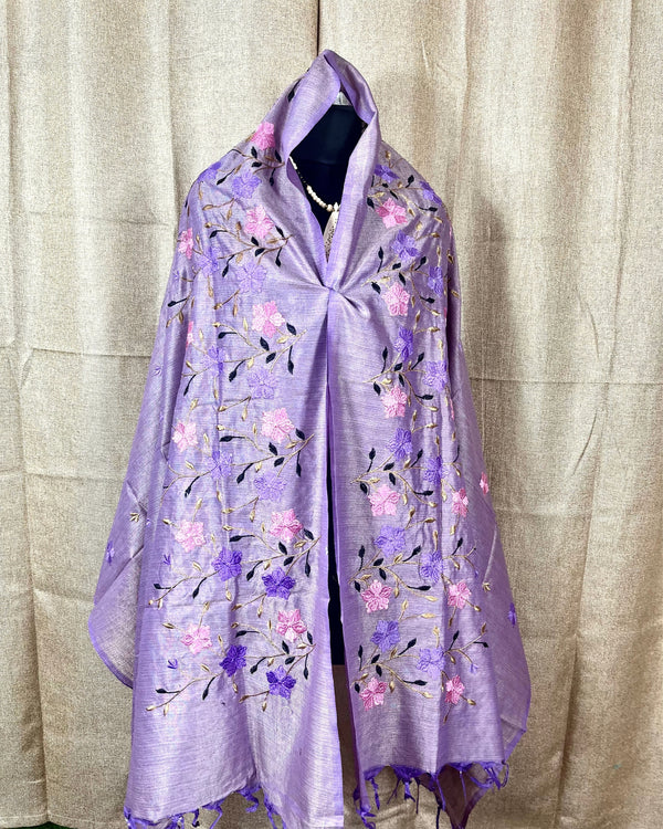 Indiehaat | Khadi Cotton Embroidered Lavender Suit | Unique Suit