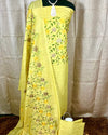 Indiehaat | Khadi Cotton Embroidered Yellow Suit | Unique Suit