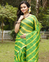 Elegant Pure Silk Kota Doria Green Saree Handcrafted