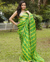 Elegant Pure Silk Kota Doria Green Saree Handcrafted