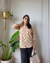 Indiehaat | Pure Cotton Peplum Top Beige Blockprinted