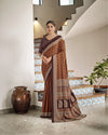 Indiehaat | Blockprinted Mul Cotton Brown Saree