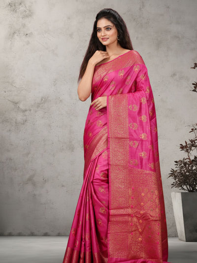 Buy Silkmark Banarasi Muga Tussar Pink Saree Online