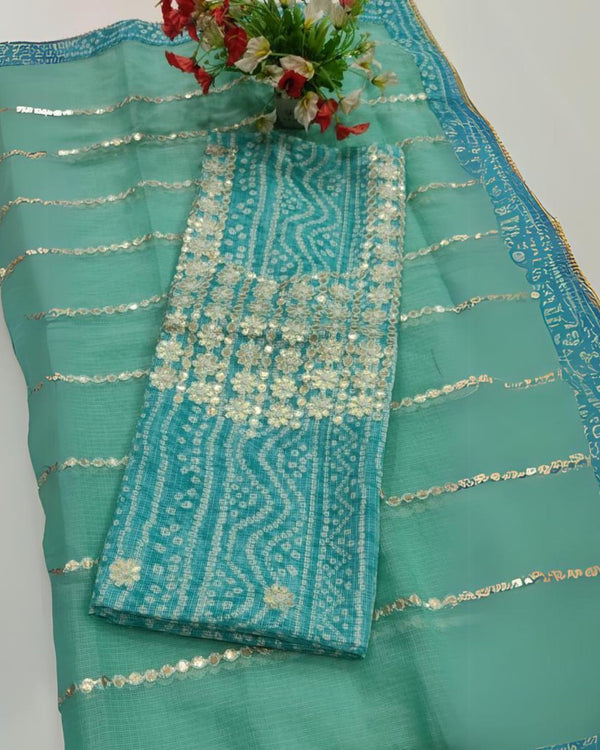 Fiery Crimson Gota Patti Suit Set | Kota Doria Trio | IndieHaat