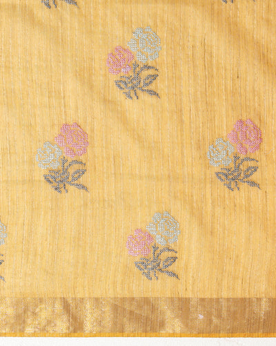 Indiehaat | Banswara Cotton Silk Saree Yellow