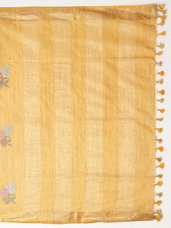Indiehaat | Banswara Cotton Silk Saree Yellow