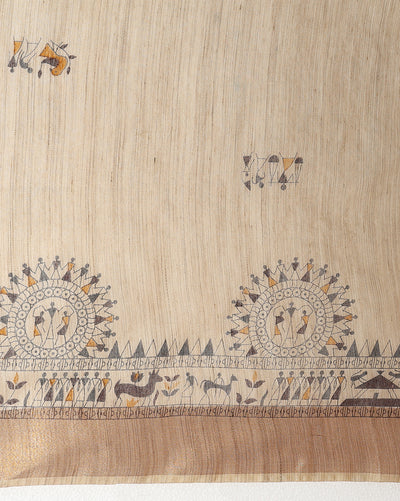 Indiehaat | Banswara Cotton Silk Saree Beige
