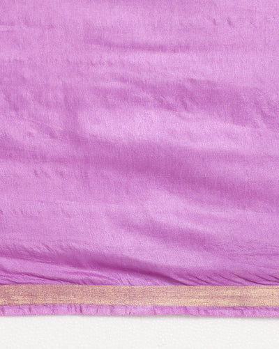 Indiehaat | Blockprint Katan Silk Saree Purple