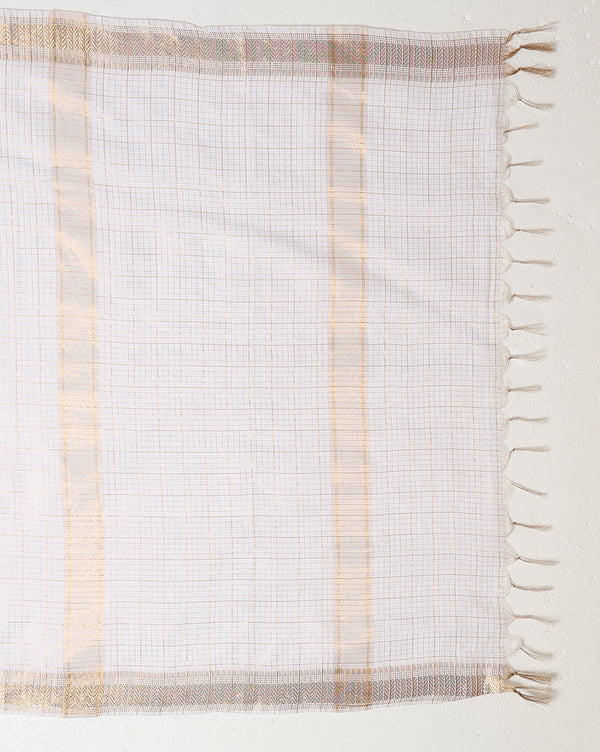 Indiehaat | Hand Dyed Katan Silk Saree White
