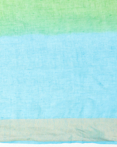Indiehaat | Pure Linen Hand Ombre Dyed Saree Blue Yellow