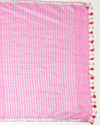 Indiehaat | Pure Linen Hand Embroidered Saree Pink
