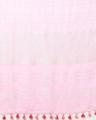 Indiehaat | Pure Linen Embroidered Saree Pink