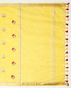 Indiehaat | Silk Linen Embroidery Saree Yellow