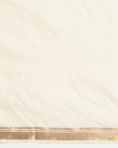Indiehaat | Silk Linen Embroidery Saree White