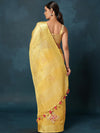 Indiehaat | Embroidered Tissue Linen Saree Yellow