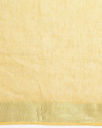 Indiehaat | Embroidered Tissue Linen Saree Yellow
