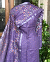 Indiehaat | Pure Linen Embroidery Suit Purple