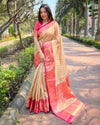 Indiehaat | Kanchipuram Tissue Silk Zari Woven Peach Saree