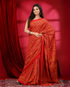 Indiehaat | Kashmiri Silk Red Printed Saree