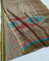 Indiehaat | Ajrakh Printed Chanderi Silk Saree Red | Serenity in Silk