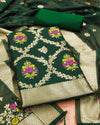 Indiehaat | Banarasi Cotton Brocade Suit Green