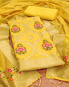 Indiehaat | Banarasi Cotton Brocade Suit Yellow