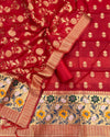 Indiehaat | Banarasi Cotton Brocade Suit Red