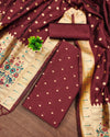 Indiehaat | Banarasi Lichi Silk Maroon Brocade Suit