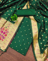 Indiehaat | Banarasi Lichi Silk Green Brocade Suit